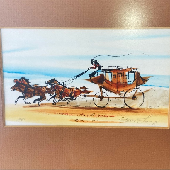 Steve Lang western print framed artists proof rare artwork home decor collector - Picture 2 of 3